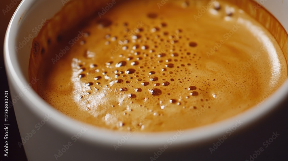 A close-up shot of a cup of freshly brewed coffee, steaming hot with crema on top A close-up shot of a cup of freshly brewed coffee, steaming hot with crema on top