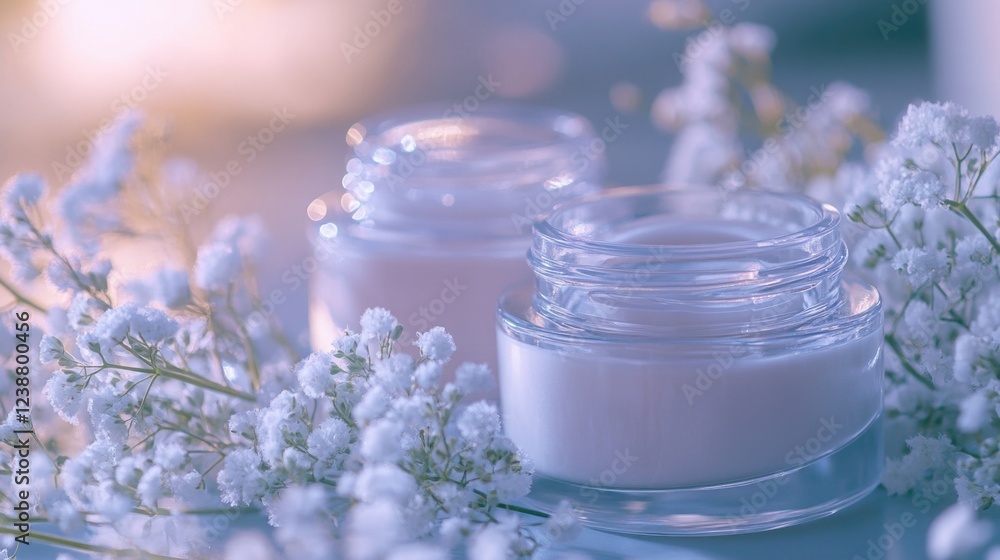A close-up shot of a jar of cream sitting on a table, perfect for product photography or advertising A close-up shot of a jar of cream sitting on a table, perfect for product photography or advertising
