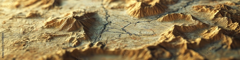 Fototapeta premium A close-up view of a mountain range with rugged peaks and valleys