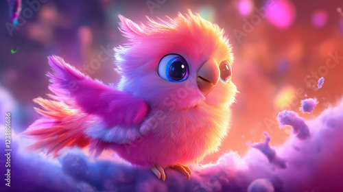 The most adorable small creatures are playing in the dream world in the land of vivid hues.