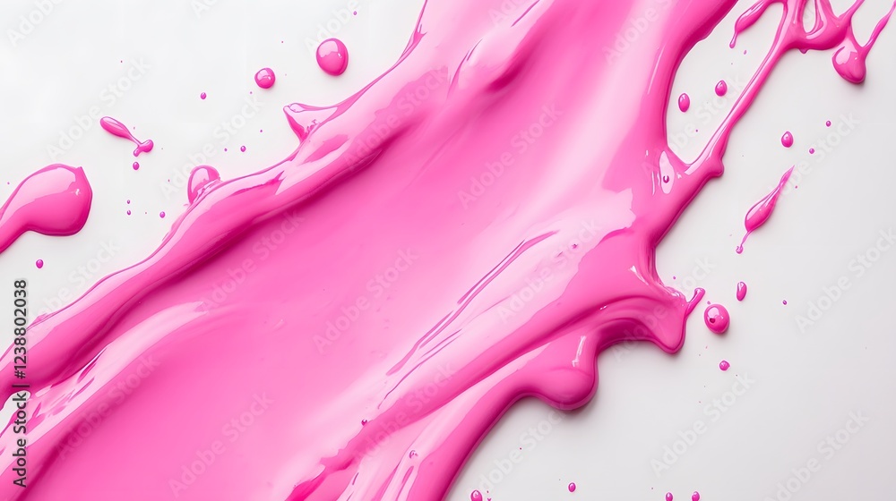 Vibrant pink paint fluid flowing on a white background, creates a visual effect, generative AI Vibrant pink paint fluid flowing on a white background, creates a visual effect, generative AI