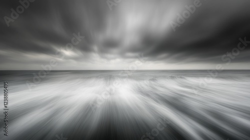 Seascape, long-exposure, motion blur, storm clouds, ocean, beach, dramatic, monochrome, coastal, nature, website banner