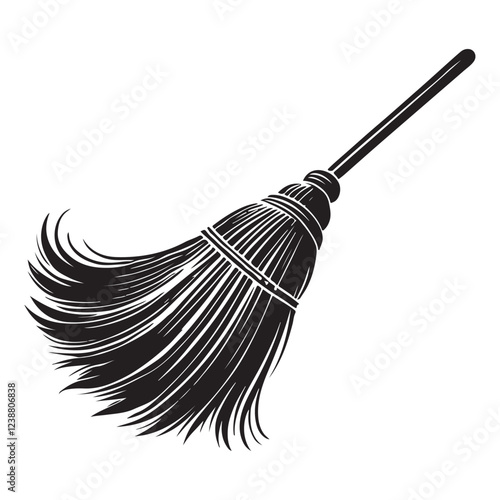 Rustic Broom Silhouette Vector Illustration