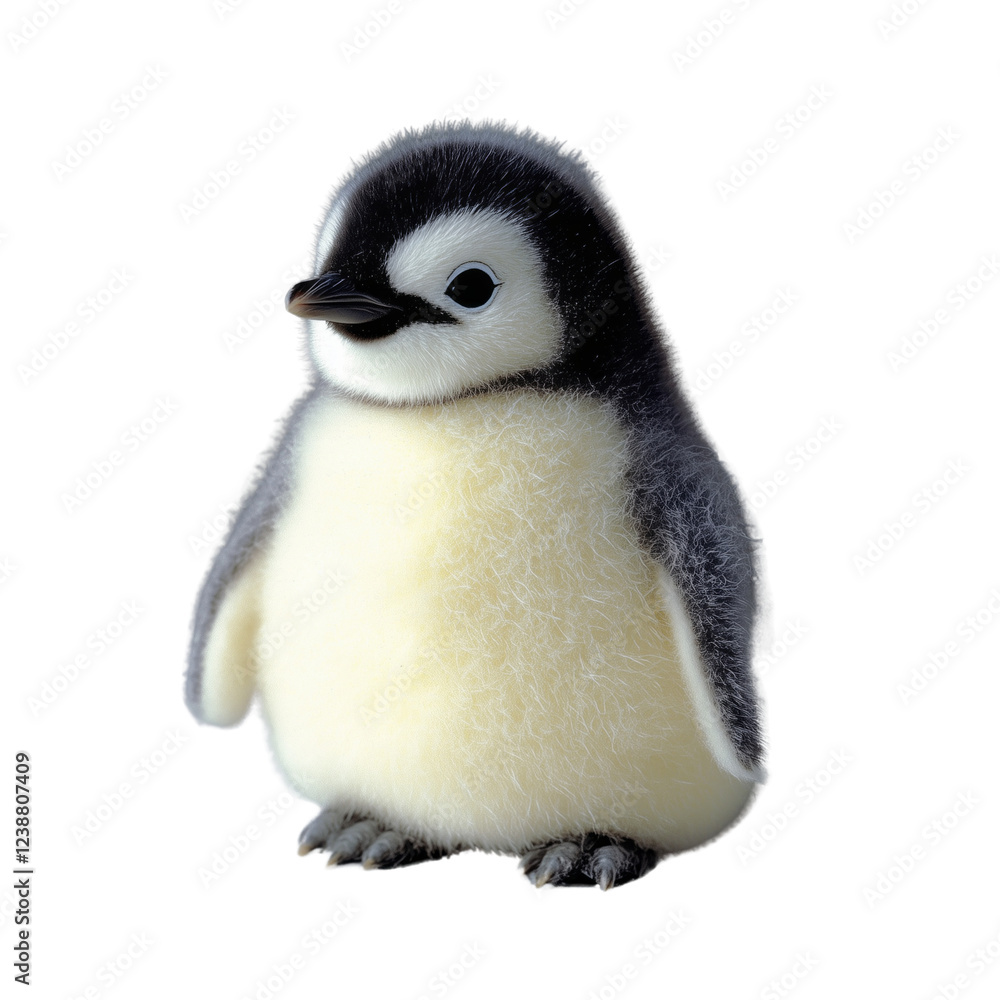Fototapeta premium Baby penguin on a transparent background cute animal portrait