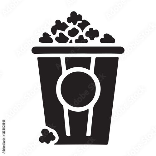 Popcorn Bucket Silhouette Illustration for Movie Night