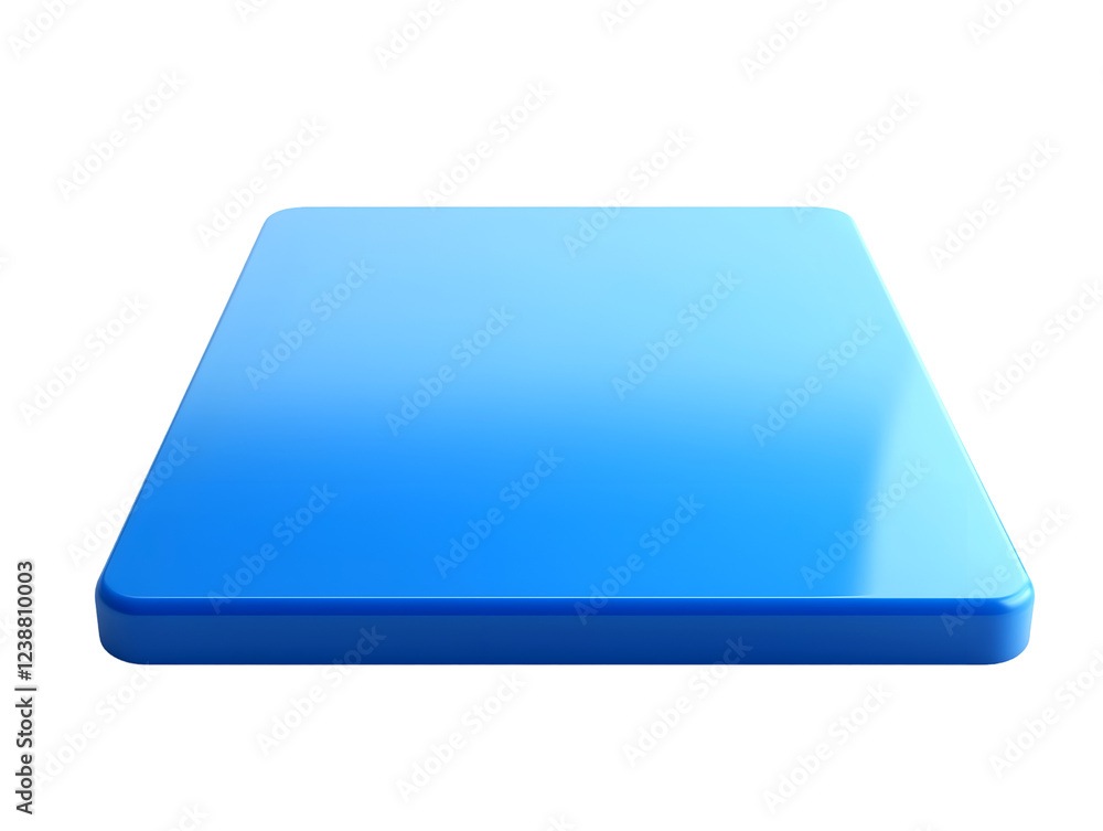 Blue plastic chopping board with rounded edges, isolated on white background, modern kitchen essential for food preparation and cutting tasks Blue plastic chopping board with rounded edges, isolated on white background, modern kitchen essential for food preparation and cutting tasks