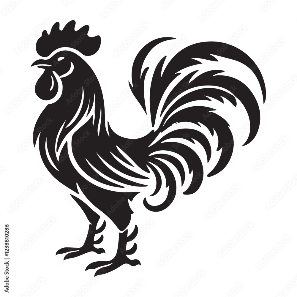 Rooster Silhouette Illustration for Farm Animal Designs Rooster Silhouette Illustration for Farm Animal Designs