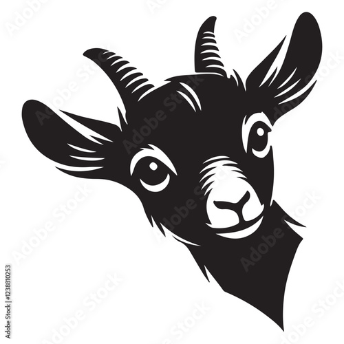 Adorable Kid Goat Silhouette Illustration for Farm Designs photo