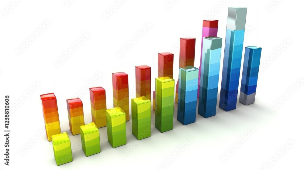 A bar chart with upward trends. A bar chart with upward trends.