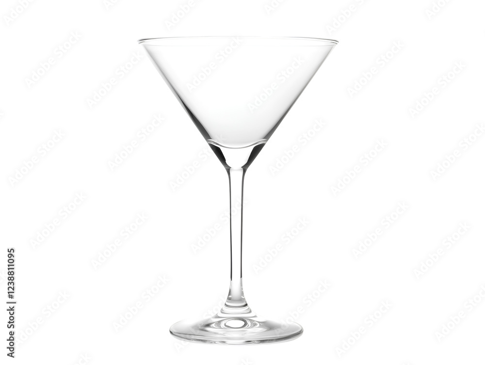 Elegant empty martini glass, crystal clear, classic cocktail glassware, perfect for showcasing beverages or spirits Elegant empty martini glass, crystal clear, classic cocktail glassware, perfect for showcasing beverages or spirits