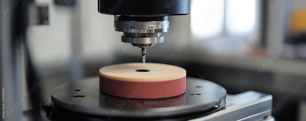Lab machine testing sample disc; blurred background Lab machine testing sample disc; blurred background