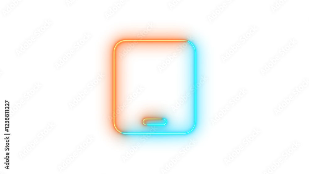 Neon tablet icon brown cyan color glowing with transparent background Neon tablet icon brown cyan color glowing with transparent background
