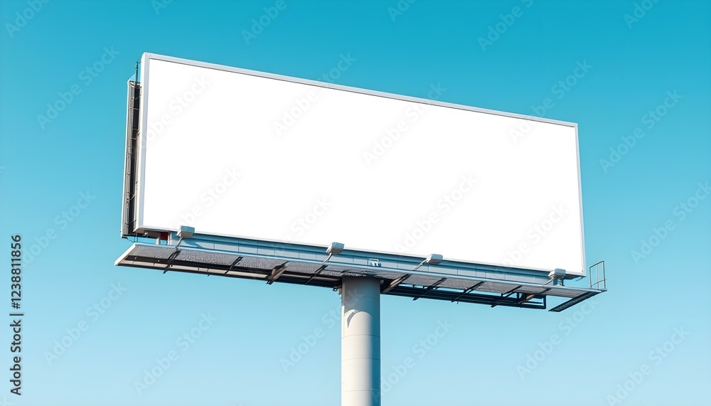Large blank billboard against clear blue sky with metal structure Large blank billboard against clear blue sky with metal structure