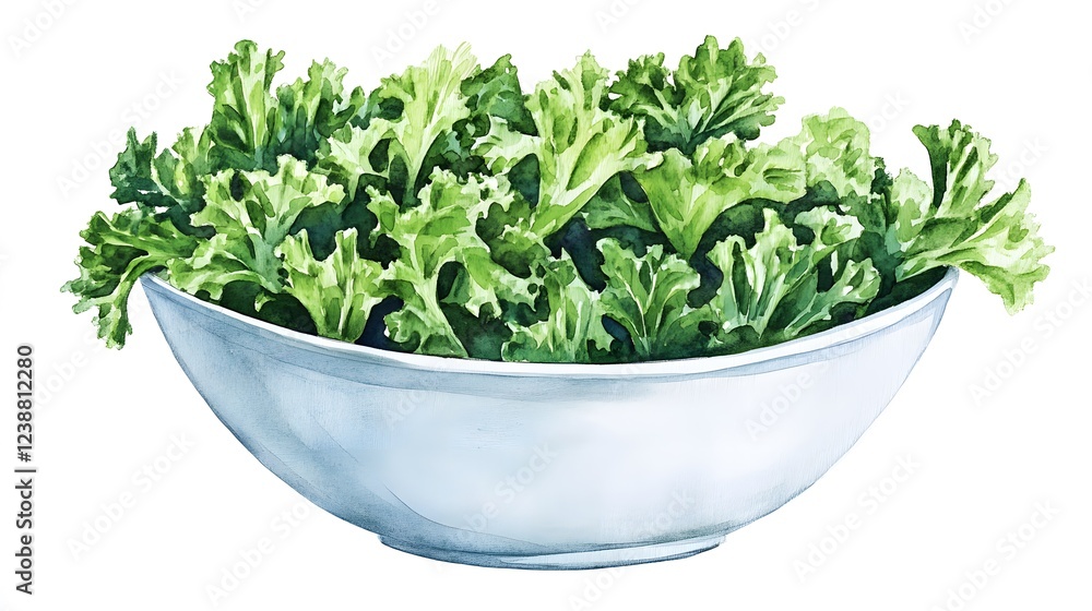 Fresh Green Kale in a White Bowl Fresh Green Kale in a White Bowl