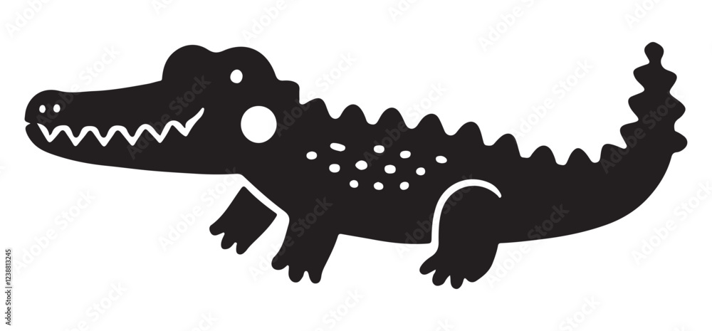 Silhouette of a Friendly Cartoon Crocodile Silhouette of a Friendly Cartoon Crocodile