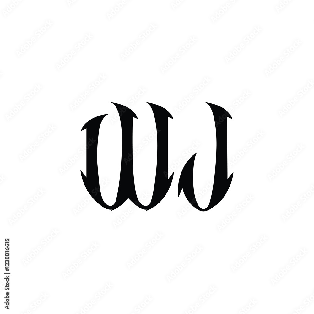 WJ monogram logo design letter text name symbol monochrome logotype alphabet character simple logo WJ monogram logo design letter text name symbol monochrome logotype alphabet character simple logo