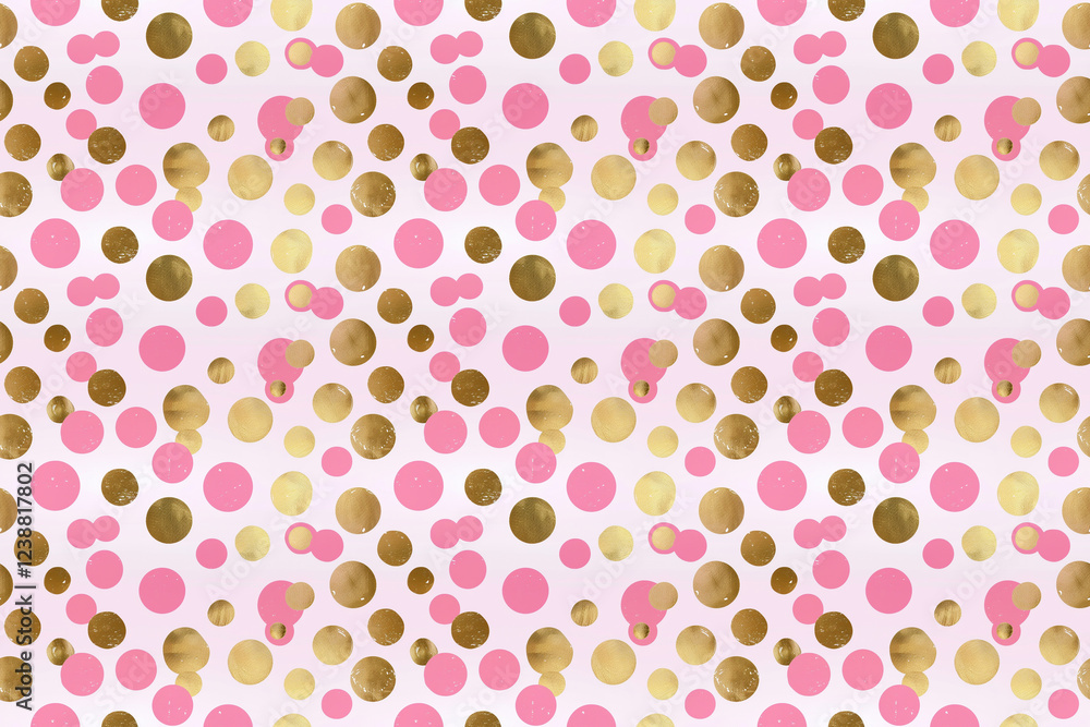 pink and gold polka dots seamless texture pattern. background for cloth