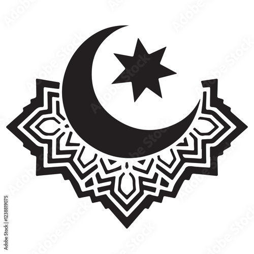 Elegant Muslim festival design with crescent moon and lanterns