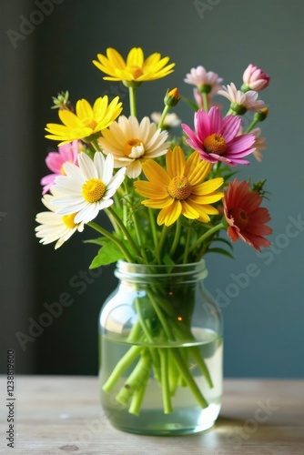 Wallpaper Mural Glass container filled with fresh meadow sweet flowers, container, botanical, greenery Torontodigital.ca