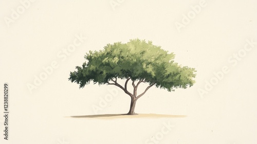 Single acacia tree, savanna background, illustration, website design photo