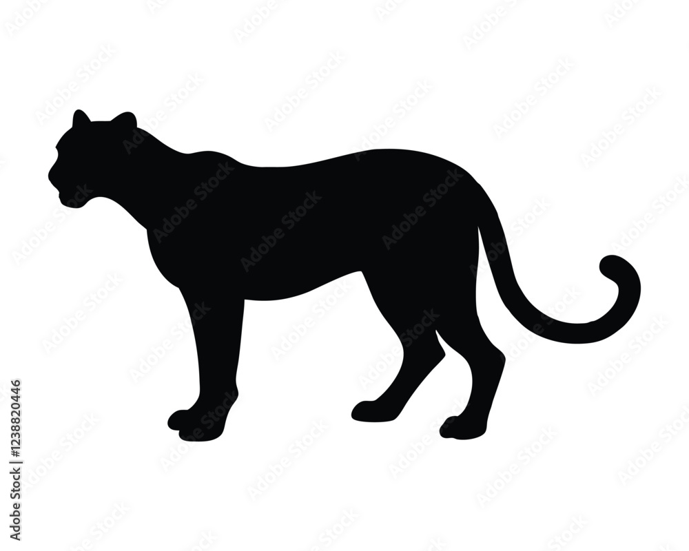 Cheetah silhouette vector art style on white background Cheetah silhouette vector art style on white background
