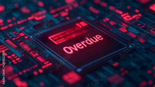 Digital Representation of Overdue Financial Distress with Red Warning Symbols and Flashing Notices