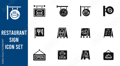 restaurant sign icon set