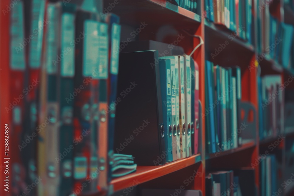 Obraz premium Blurred office shelves with binders and files