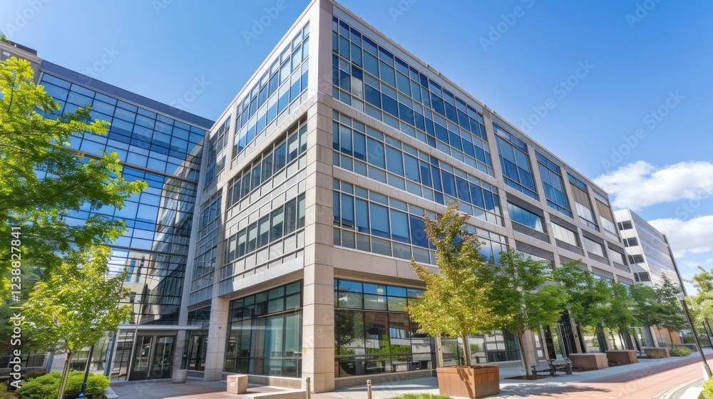High-rise corporate office building in a financial district. High-rise corporate office building in a financial district.