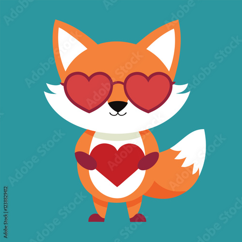  fox wearing sunglasses holding heart