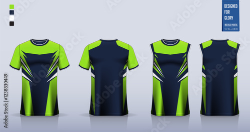 Soccer jersey, football kit, sportswear, basketball uniform, running, motocross or t-shirt mockup. Fabric pattern design. 