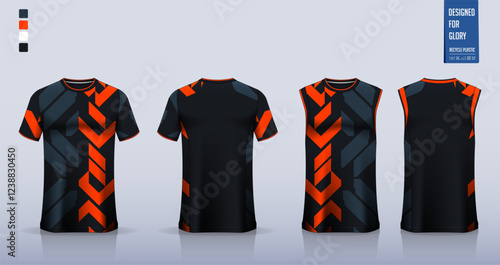 Soccer jersey, football kit, sportswear, basketball uniform, running, motocross or t-shirt mockup. Fabric pattern design. 
