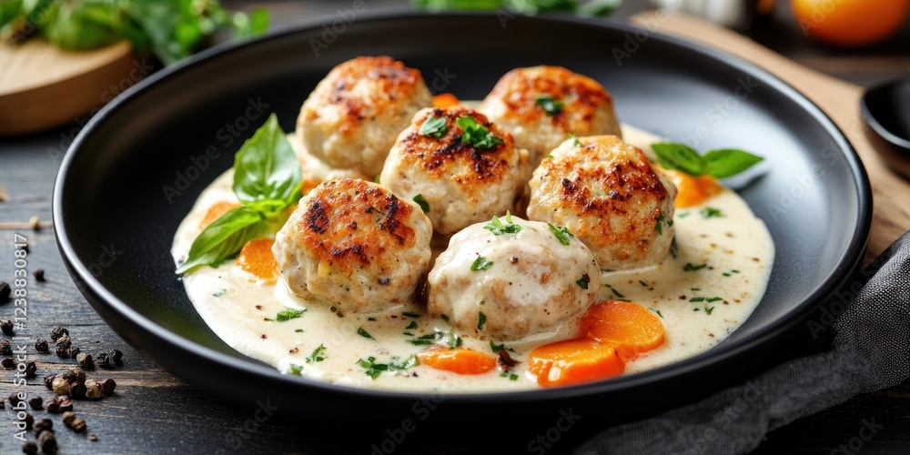 Creamy Chicken Meatballs with Carrots in a Creamy Sauce Creamy Chicken Meatballs with Carrots in a Creamy Sauce