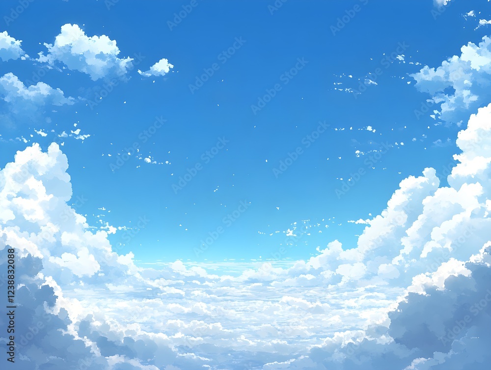 Sunny blue sky with fluffy white clouds Sunny blue sky with fluffy white clouds