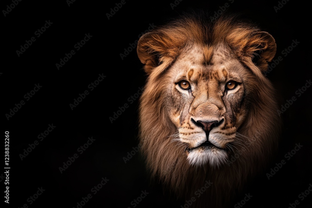 Captivating close up portrait of a powerful lion s piercing gaze showcasing the fierce and regal nature of this apex predator in the wild Captivating close up portrait of a powerful lion s piercing gaze showcasing the fierce and regal nature of this apex predator in the wild