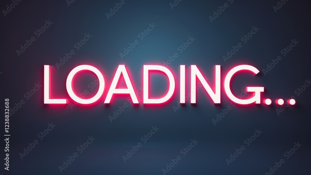 Neon Loading Sign with Glowing Effect on Dark Background Neon Loading Sign with Glowing Effect on Dark Background