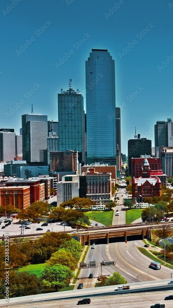 Stunning aerial view of Dallas showcasing urban skyline and roads Stunning aerial view of Dallas showcasing urban skyline and roads