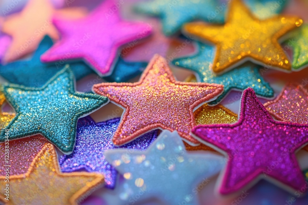 A close-up of a group of glittery stars A close-up of a group of glittery stars