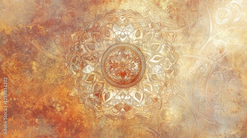 custom made wallpaper toronto digitalIntricate Golden Mandala Design on Rustic Background