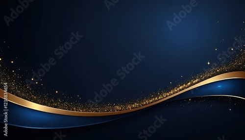 Elegant Dark Blue Gold Wave Background Design