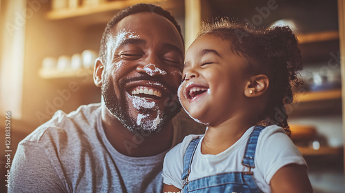 Happy Father and Daughter Baking Together