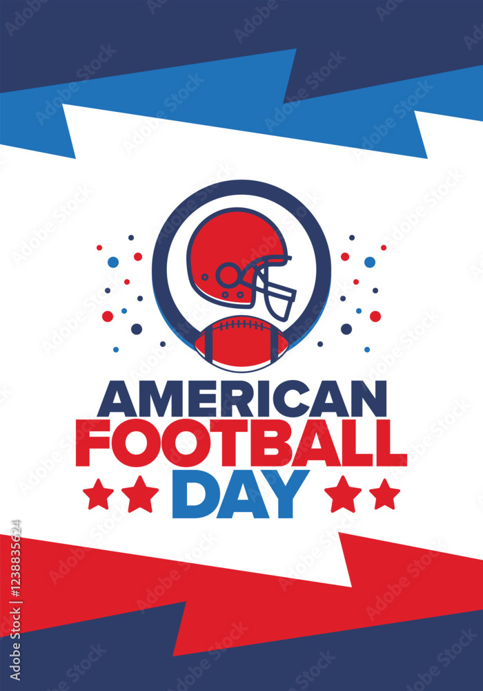 American Football Day. Holiday for American football fans in United States. Game Day. Professional team sport. Championship. Ball and Helmet. Sport poster. Vector illustration American Football Day. Holiday for American football fans in United States. Game Day. Professional team sport. Championship. Ball and Helmet. Sport poster. Vector illustration