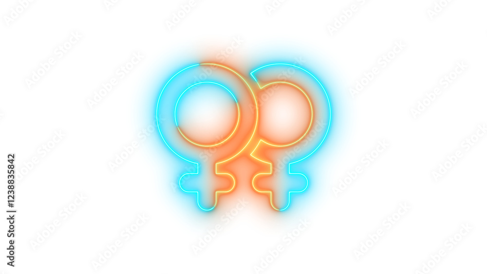 Neon venus double icon brown cyan color glowing with transparent background Neon venus double icon brown cyan color glowing with transparent background