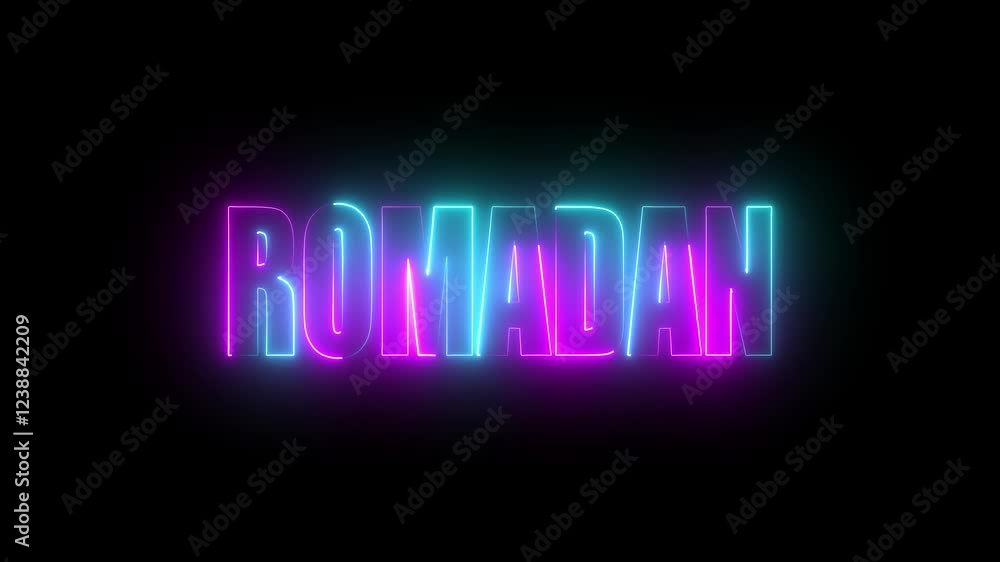 the celebration of Ramadan month in Muslim community Ramadan text with neon effect in Wishes, Events, Message, holiday, festival Islamic Footage 4k video the celebration of Ramadan month in Muslim community Ramadan text with neon effect in Wishes, Events, Message, holiday, festival Islamic Footage 4k video