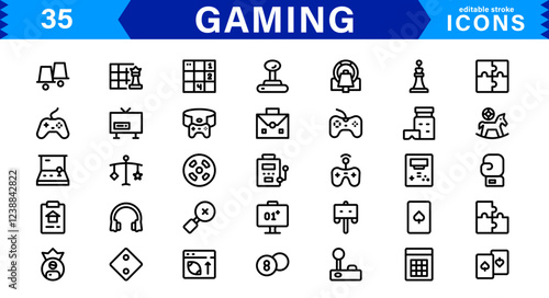 Game & Esports Icon Pack. Modern Vector Illustrations for Gaming Consoles, Controllers, Tournaments, and Digital Entertainment Design