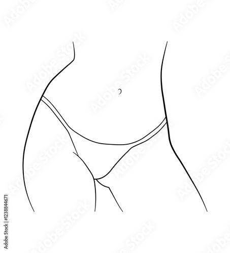 woman panties swimsuit body belly legs hand drawing