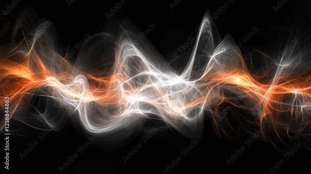 Fototapeta premium Abstract Glowing Waves in Dark Background Creating an Enigmatic Atmosphere