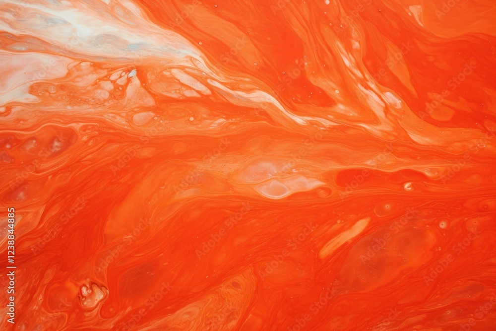 Orange and white acrylic paint mixing together creating abstract shapes and textures Orange and white acrylic paint mixing together creating abstract shapes and textures