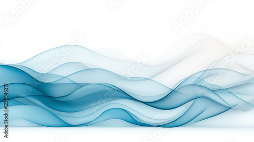 Serene Teal Waves: Abstract artwork featuring flowing, translucent teal waves creating a calming and serene atmosphere.  The design evokes a sense of peace and tranquility. 