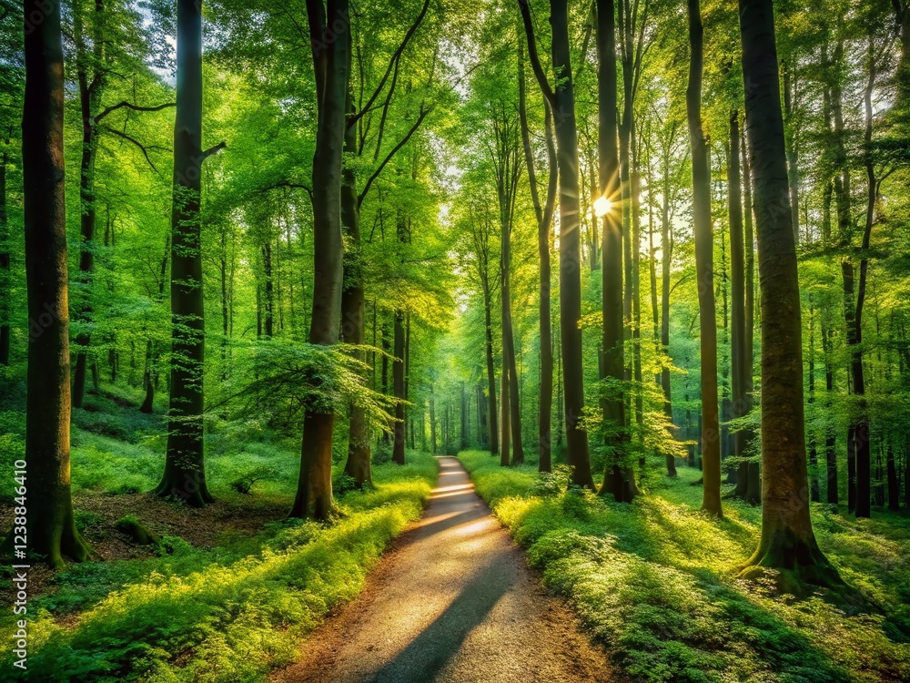 Naklejka premium Forest Path in Nature's Embrace